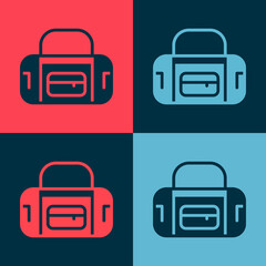 Pop art Sport bag icon isolated on color background. Vector.