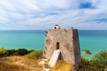 Torre di Monte Pucci near Baia Calenella beach, Vico del Gargano, Foggia, Italy