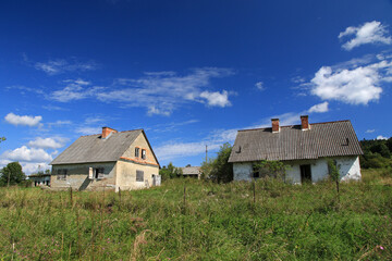 Fototapeta na wymiar State Agricultural Farm in Lipowiec - former and abandoned village in Low Beskids, Poland