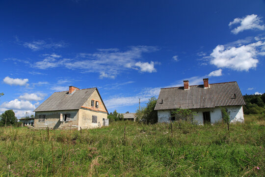 State Agricultural Farm in Lipowiec - former and abandoned village in Low Beskids, Poland