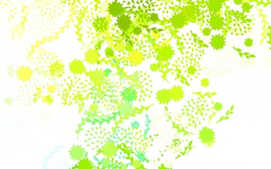 Obraz na płótnie Canvas Light Green, Yellow vector doodle backdrop with flowers, roses.