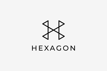 Naklejka premium Abstract Initial Letter H Logo. Black Geometric Hexagonal Line Style isolated on White Background. Usable for Business and Branding Logos. Flat Vector Logo Design Template Element.