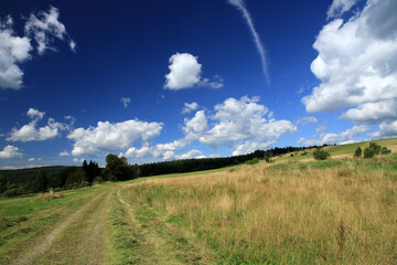 Landscape of Jasiel - former and abandoned village in Low Beskids, Poland