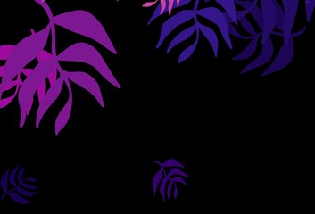 Dark Purple vector natural backdrop with leaves.