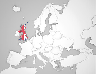 3D Europakarte auf das Vereinigte Königreich hervorgehoben wird