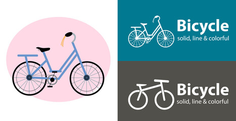 Bicycle isolated vector icon. Bicycle line, solid flat icon