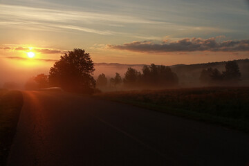 Before the sunrise in Low Beskids, Poland