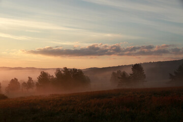 Fototapeta na wymiar Before the sunrise in Low Beskids, Poland