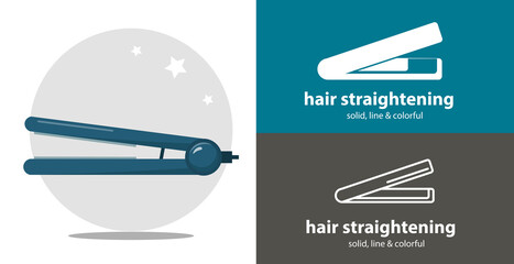 hair straightening isolated vector flat icon. beauty line solid design element