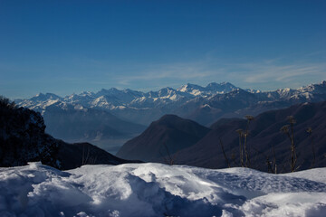 Snow on the alps of northern Italy