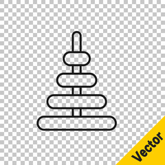 Black line Pyramid toy icon isolated on transparent background. Vector.