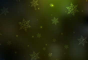 Fototapeta na wymiar Dark Green, Yellow vector pattern in Christmas style.