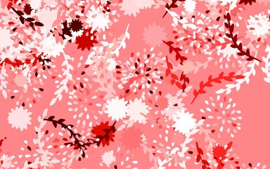 Light Pink, Red vector doodle template with flowers, roses.
