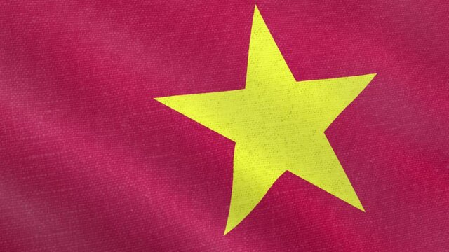 Vietnam flag wind blowing full frame background