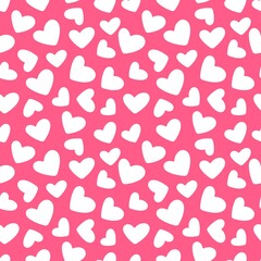 Seamless vector pattern Valentines day with heart on pink background. Design for textile, fabric, wrapping, wallpaper, backdrop, card, note, invitation