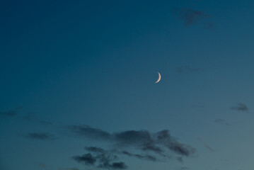 Beautiful crescent in the dark blue sky