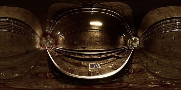 VR 360 old subway metro tunnel