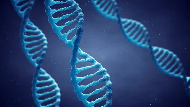 3d animation of double helix DNA molecules, Molecular genetics and Genetic engineering concept