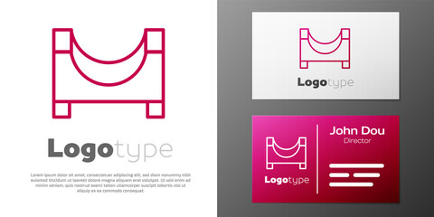 Logotype line Skate park icon isolated on white background. Set of ramp, roller, stairs for a skatepark. Extreme sport. Logo design template element. Vector.