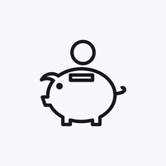 Editable Piggy Bank Line Art Icon Using For Presentation, Website And Application