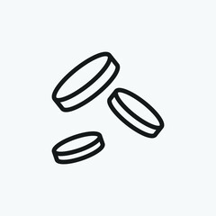 Editable Dropping Coin Line Art Icon Using For Presentation, Website And Application