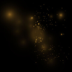 Vector eps 10 gold particles. Glowing yellow bokeh circles