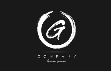 black and white G alphabet letter logo icon. Vintage grunge design for business and company with circle