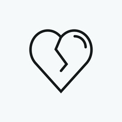 Editable Broken Heart Line Art Icon Using For Presentation, Website And Application