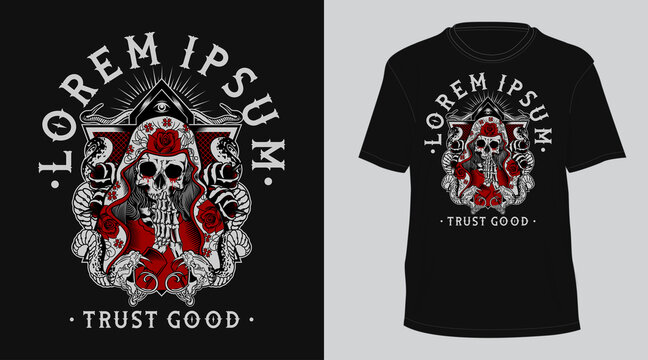 old skull religion design tshirt