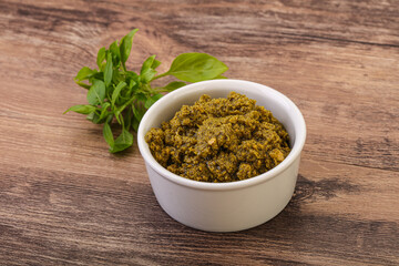 Green sauce pesto with basil