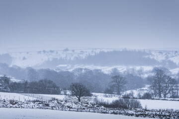 Beautiful winter day heavy snowfall Colne, Lancashire