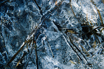 Beautiful winter background. The texture of the ice, soft focus.Texture ice with cracks. Frosty pattern. Abstract ice background. Winter wonderland. Winter background for Christmas card.