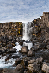 Rocky waterfall in Iceland