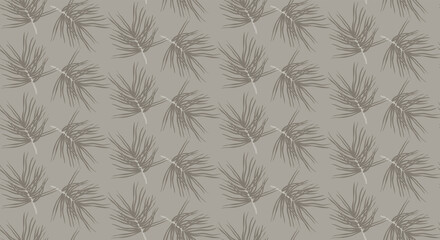 Seamless illustration with pine tree branches. Vector hand drawn tileable pattern.