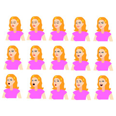 Fototapeta premium set of faces of woman expressioan vector