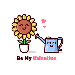 CUTE SUN FLOWER AND WATER CAN FELLING LOVELY IN VALENTINE DAY