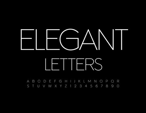Vector Elegant Alphabet Letters and Numbers set. Thin White Font