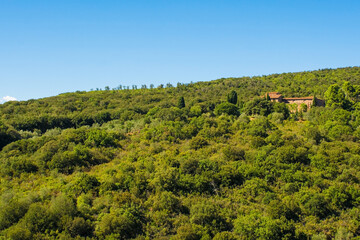 The late summer landscape around Batignano in Grosseto Province, Tuscany, Italy
