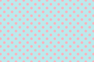 Polka Dot Pattern in Pink and Blue, Pink Dots on Blue Background