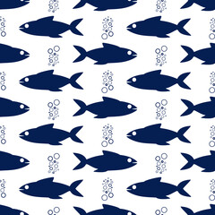 Sea fish - marine seamless pattern  