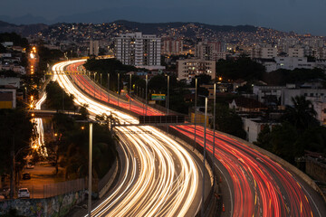 Long exposure photo of the Brazilian traffic, Rio de Janeiro, Brazil