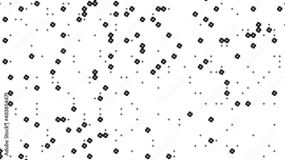 Poster 2d motion design animation background. monochrome gamma. animation of appearing and dissolving of cr
