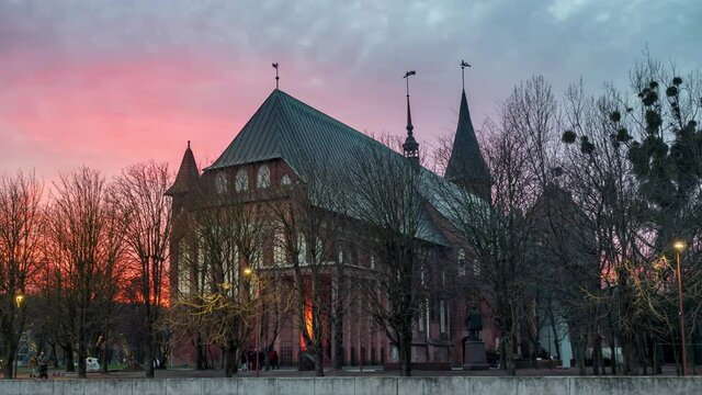 Kantian Cathedral in Kaliningrad illuminated by the sunset.