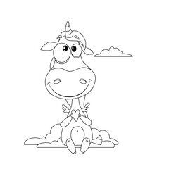 unicorn love white Valentine Day kiss card couple fantasy a heart. Unicorn sends a kiss.Love The Sticker. vector card