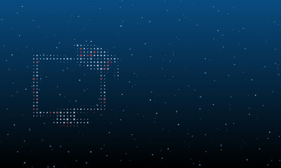 On the left is the distance learning symbol filled with white dots. Background pattern from dots and circles of different shades. Vector illustration on blue background with stars