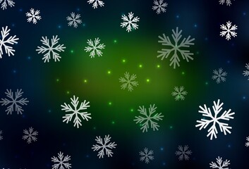 Fototapeta na wymiar Dark Green, Yellow vector layout with bright snowflakes, stars.