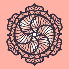 Round ornament set of mandalas on white isolated background.