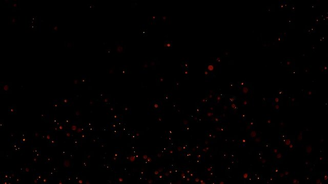 Super slow motion of fire sparks isolated on black background. Filmed on high speed camera, 1000 fps