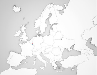 3D Europakarte auf der Luxemburg hervorgehoben wird 