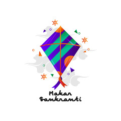 Makar sankranti with cloud and abstract element design vector